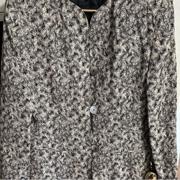 Casual Corner Vintage Long Blazer Black & Beige 3 Button Front Women’s Sz 10 - Picture 6 of 14